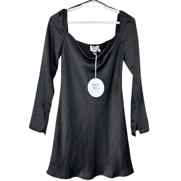 Princess Polly Dresses & Skirts - NWT Princess Polly Star Power Mini‎ Dress Black Long Sleeve Square Neck Size 2